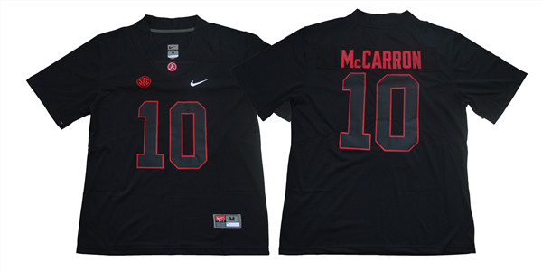 Men's Alabama Crimson Tide #10 AJ McCarron Nike Blackout Football Jersey