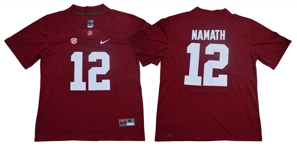 Men's Alabama Crimson Tide #12 Joe Namath Nike Red Football Jersey