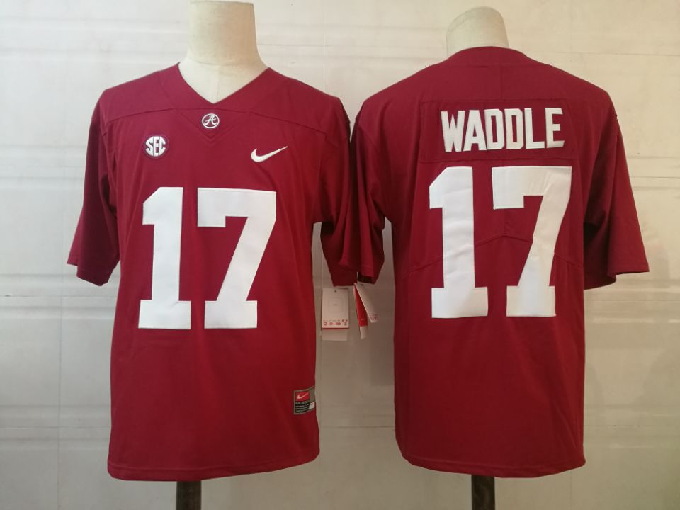 Men's Alabama Crimson Tide #17 Jaylen Waddle Nike Red Football Jersey