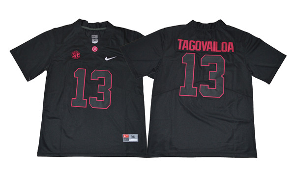 Men's Alabama Crimson Tide #13 Tua Tagovailoa Nike Blackout Football Jersey