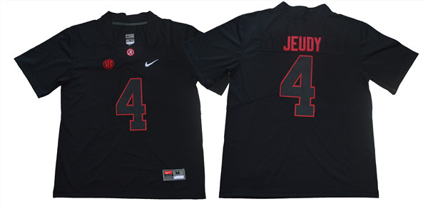 Men's Alabama Crimson Tide #4 Jerry Jeudy Nike Blackout Football Jersey
