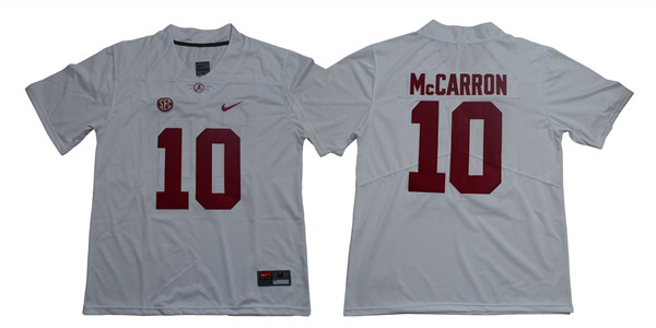 Men's Alabama Crimson Tide #10 AJ McCarron Nike White Football Jersey