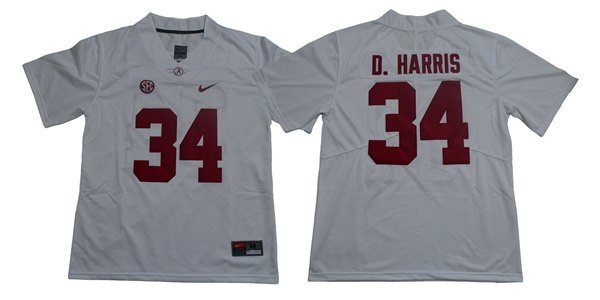 Men's Alabama Crimson Tide #34 Damien Harris Nike White Football Jersey