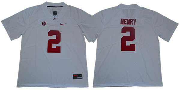 Men's Alabama Crimson Tide #2 Derrick Henry Nike White Football Jersey