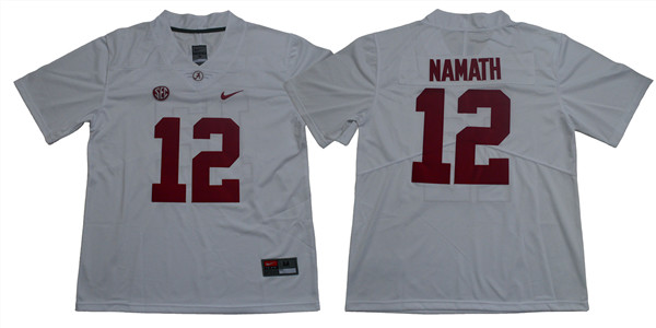 Men's Alabama Crimson Tide #12 Joe Namath Nike White Football Jersey