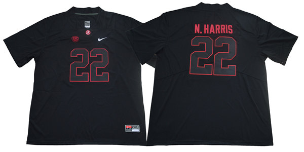 Men's Alabama Crimson Tide #22 Najee Harris Nike Blackout Football Jersey