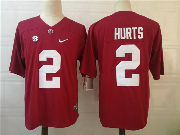 Men's Alabama Crimson Tide #2 Jalen Hurts Nike Red Football Jersey