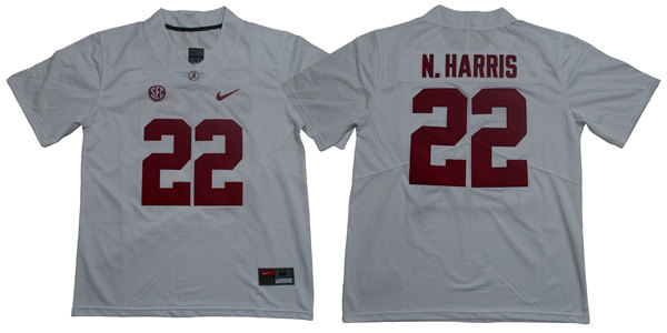 Men's Alabama Crimson Tide #22 Najee Harris  Nike White Football Jersey