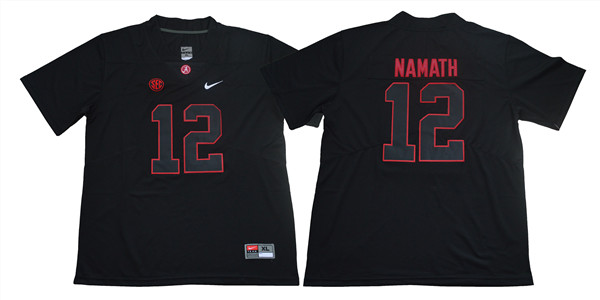 Men's Alabama Crimson Tide #12 Joe Namath Nike Blackout Football Jersey
