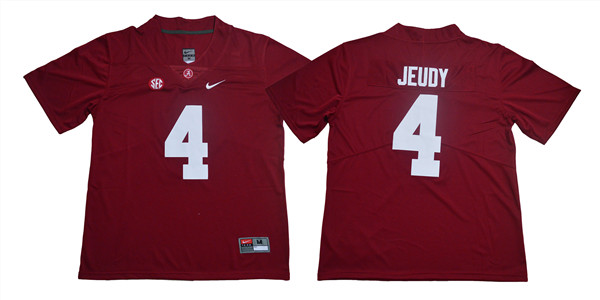 Men's Alabama Crimson Tide #4 Jerry Jeudy Nike Red Football Jersey