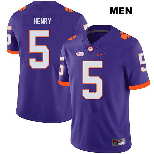 Men's Clemson Tigers #5 K.J. Henry Purple Stitched Nike NCAA Football Jersey