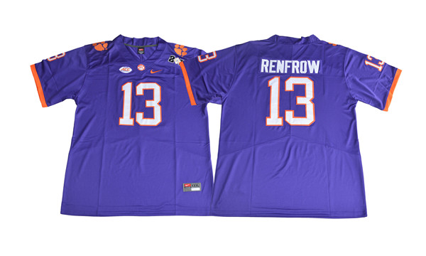 Men's Clemson Tigers #13 Hunter Renfrow Purple Stitched Nike NCAA Football Jersey