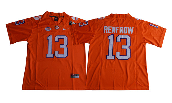 Men's Clemson Tigers #13 Hunter Renfrow Orange Stitched Nike NCAA Football Jersey