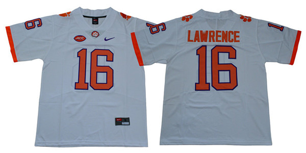 Men's Clemson Tigers #16 Trevor Lawrence White Stitched Nike NCAA Football Jersey