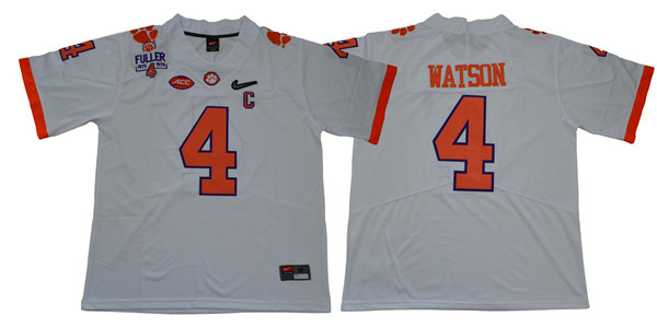 Men's Clemson Tigers #4 Deshaun Watson White Stitched Nike NCAA Football Jersey