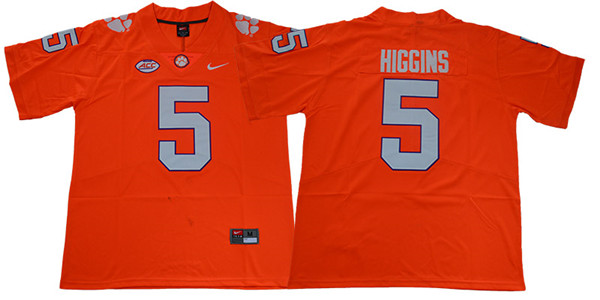 Men's Clemson Tigers #5 Tee Higgins Orange Stitched Nike NCAA Football Jersey