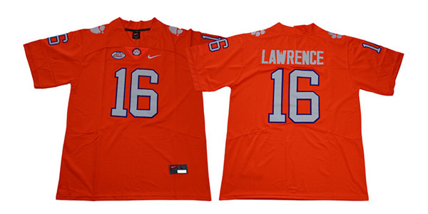 Men's Clemson Tigers #16 Trevor Lawrence Orange Stitched Nike NCAA Football Jersey