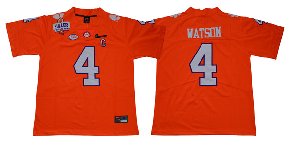 Men's Clemson Tigers #4 Deshaun Watson Orange Stitched Nike NCAA Football Jersey