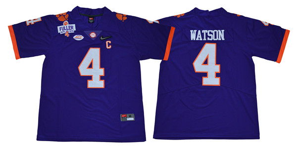 Men's Clemson Tigers #4 Deshaun Watson Purple Stitched Nike NCAA Football Jersey