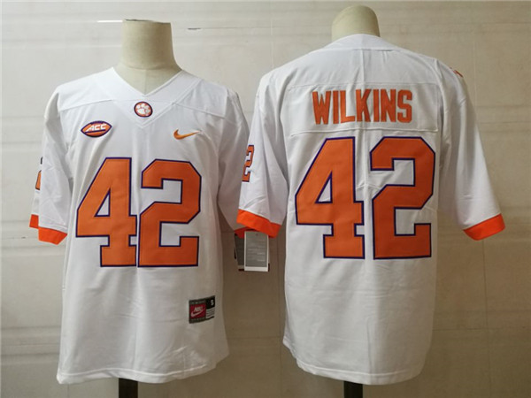 Men's Clemson Tigers #42 Christian Wilkins White Stitched Nike NCAA Football Jersey