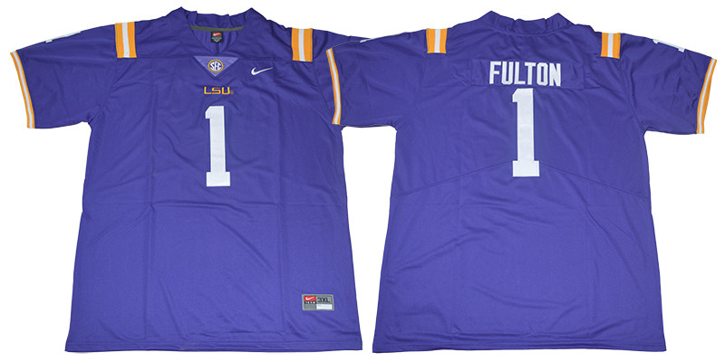Men's LSU Tigers #1 Kristian Fulton Purple Stitched Nike NCAA Football Jersey