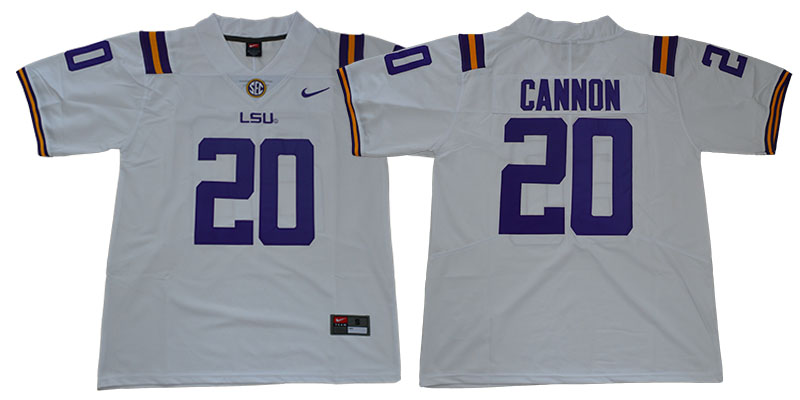 Men's LSU Tigers #20 Billy Cannon White Stitched Nike NCAA Football Jersey