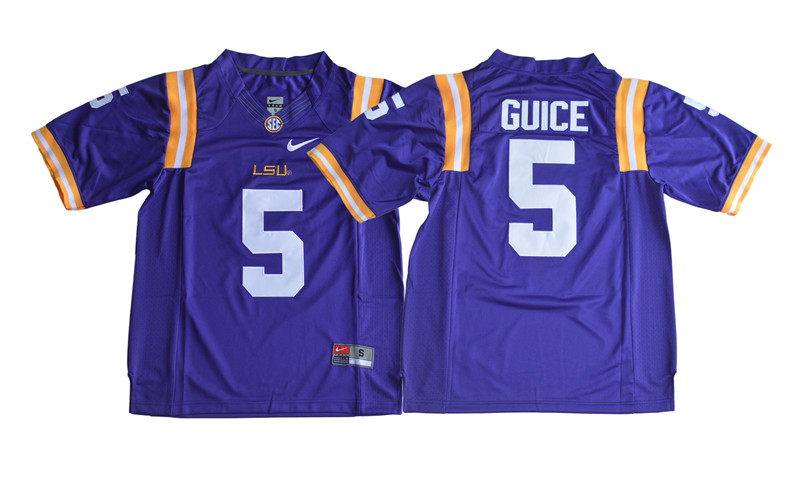 Men's LSU Tigers #5 Derrius Guice Purple Stitched Nike NCAA Football Jersey