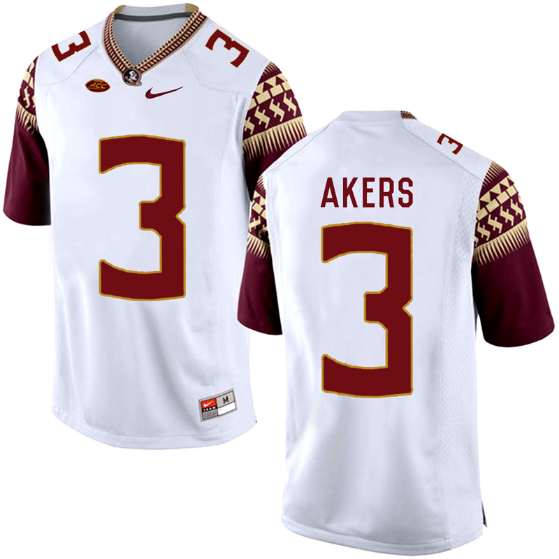 Florida State Seminoles #3 Cam Akers  White Football Jersey