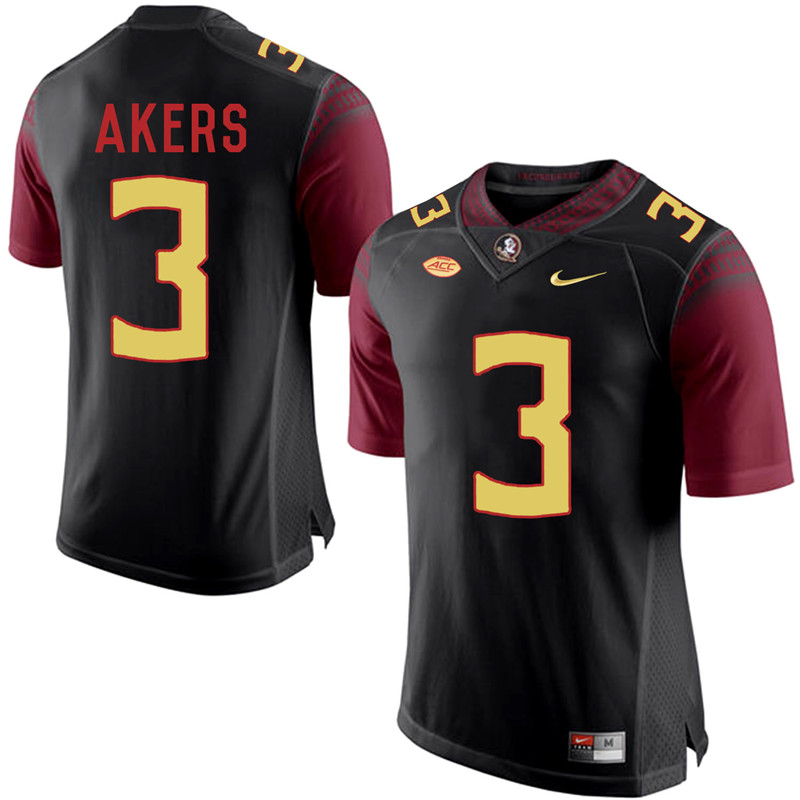 Florida State Seminoles #3 Cam Akers Black Football Jersey