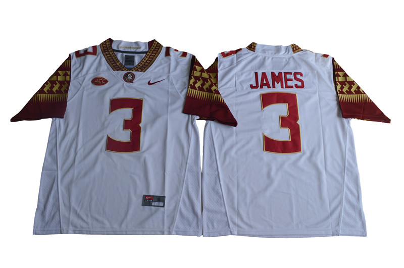 Mens's Florida State Seminoles #3 Derwin James Jr. White College Football Game Jersey