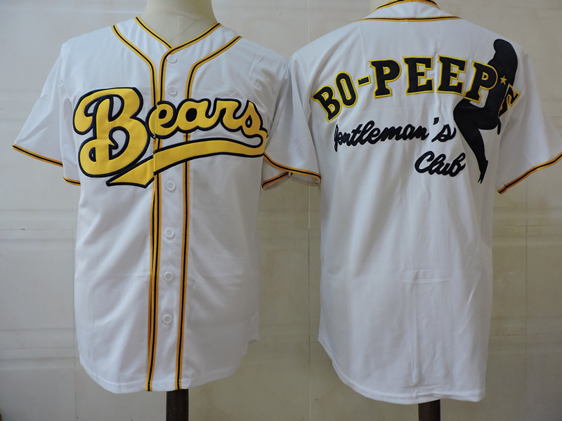 Mens The Bad News Bears 2005 Little Bo Peeps Retro White Yellow Baseball Jersey