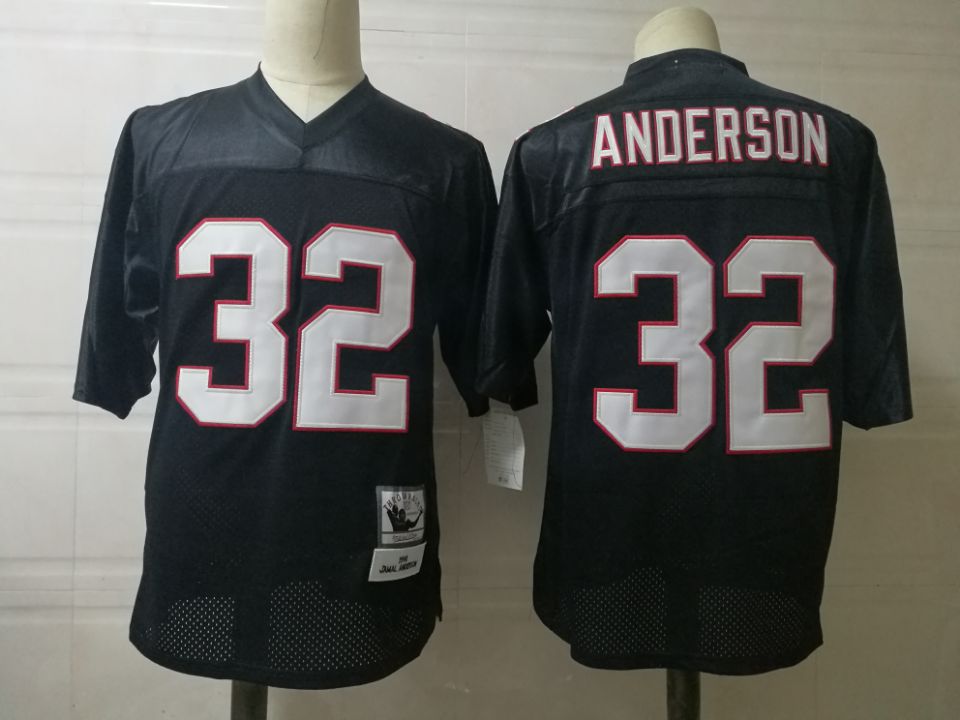 Men's Atlanta Falcons #32 Jamal Anderson Mitchell & Ness Black 1998 Retired Player  Football Jersey