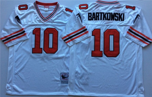 Mens Atlanta Falcons Retired Player #10 Steve Bartkowski Mitchell&Ness White Limited Throwback Football Jersey