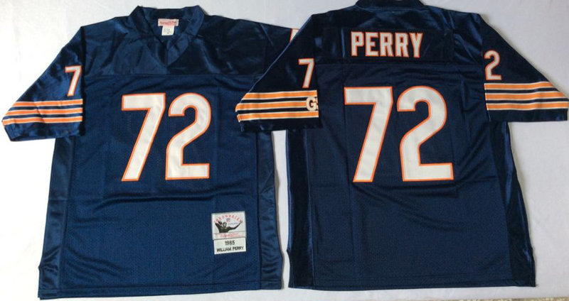 Mens Chicago Bears #72 William Perry Throwback Jersey Blue  -small number