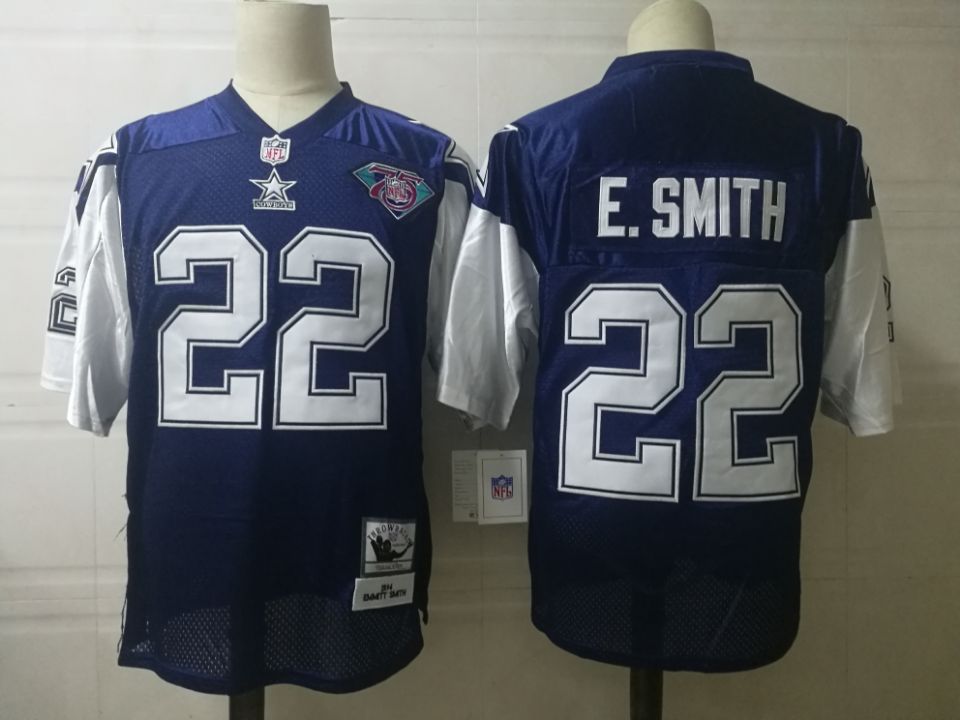 Dallas Cowboys #22 Emmitt Smith Navy Thanksgivings 75TH Throwback Jersey