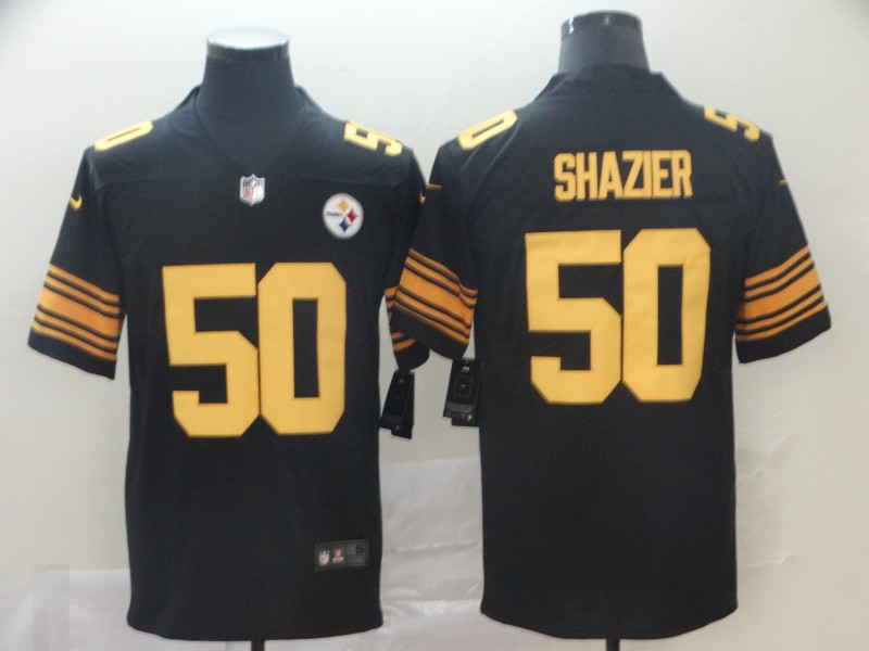 Men's Pittsburgh Steelers Retired Player #50 Ryan Shazier Nike Black Vapor Untouchable Color Rush Jersey