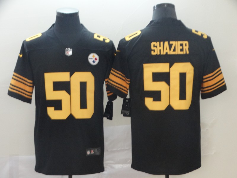 Men's Pittsburgh Steelers Retired Player #50 Ryan Shazier Nike Black Vapor Untouchable Color Rush Jersey