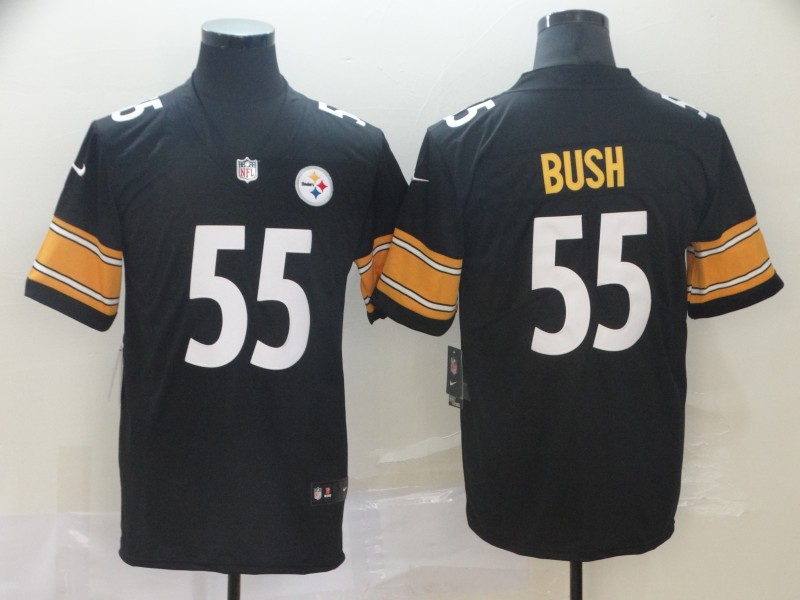 Men's  Pittsburgh Steelers #55 Devin Bush Jr. Black Player Game Football Jersey