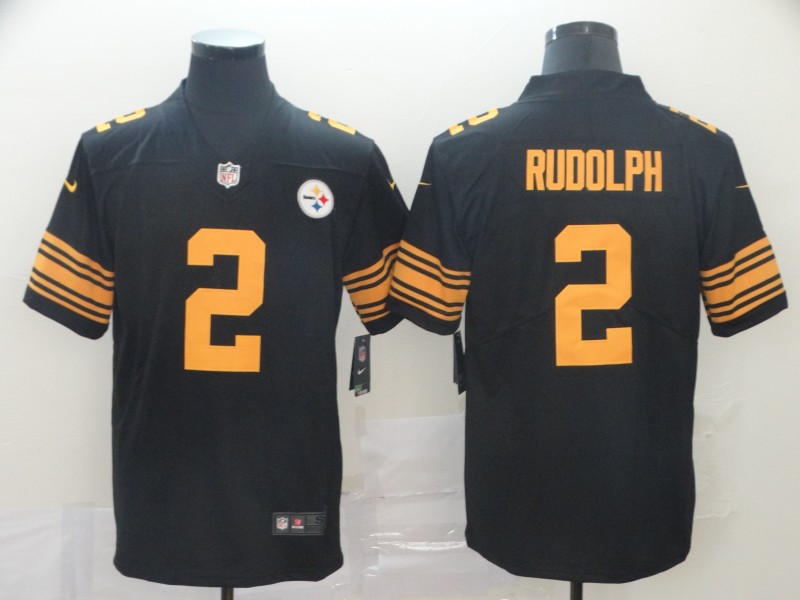 Men's Pittsburgh Steelers #2 Mason Rudolph Nike Black Vapor Untouchable Color Rush Jersey
