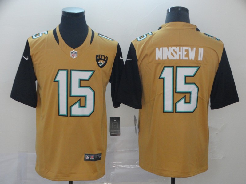 Men's Jacksonville Jaguars #15 Gardner Minshew II Nike Bold Gold Color Rush Limited Jersey