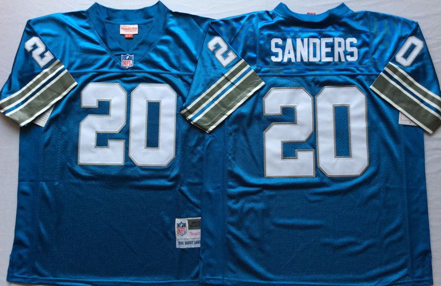 Men's Detroit Lions #20 Barry Sanders Royal Blue Throwback Limited Jersey