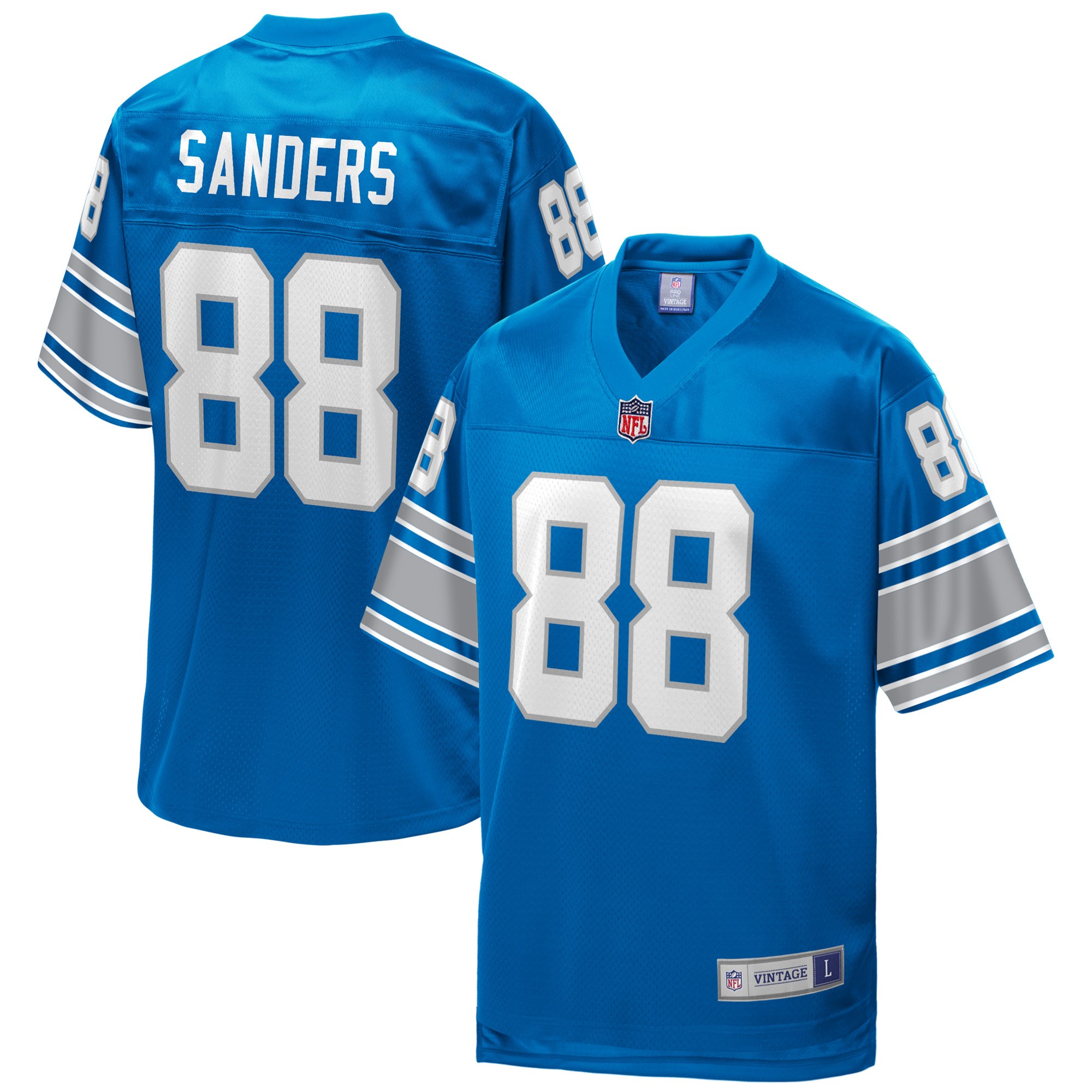 Men's Detroit Lions #88 Charlie Sanders Blue Throwback Jersey