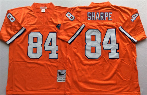 Mens Denver Broncos #84 Shannon Sharpe Orange Throwback Jersey 
