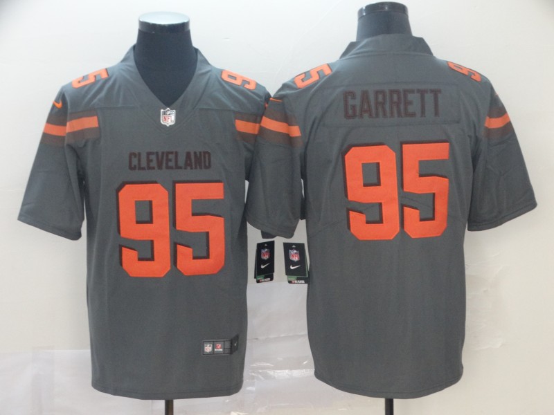 Men's Cleveland Browns #95 Myles Garrett Nike Gray Inverted Legend Jersey