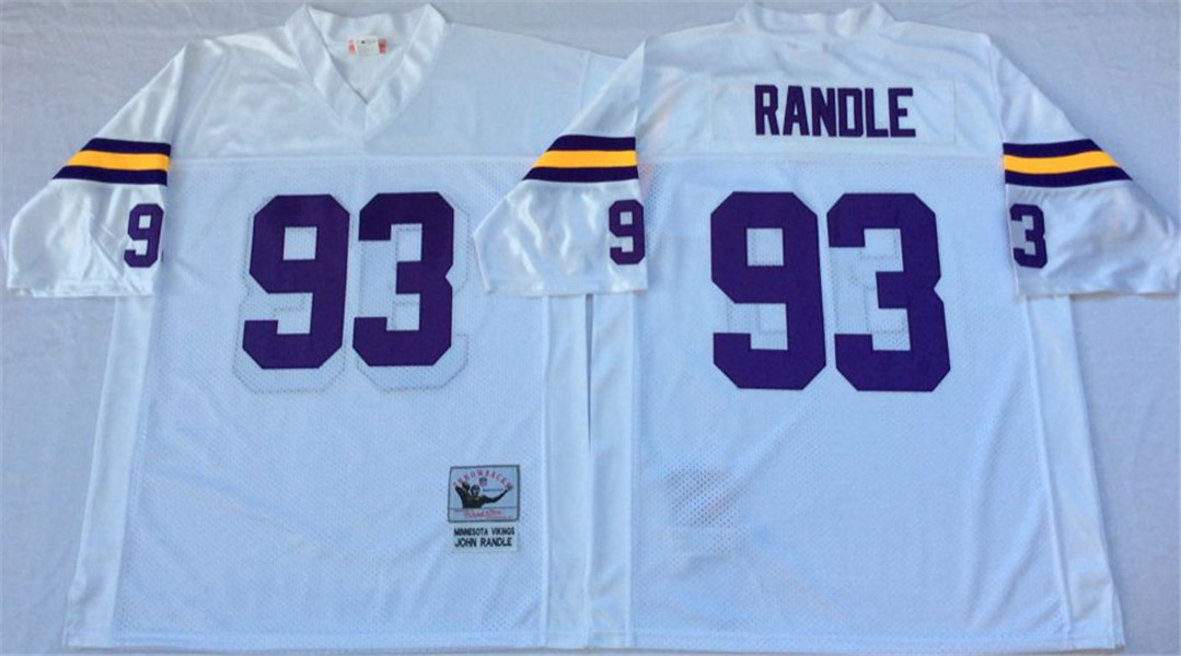 Mens Minnesota Vikings #93 John Randle   White Throwback Jersey