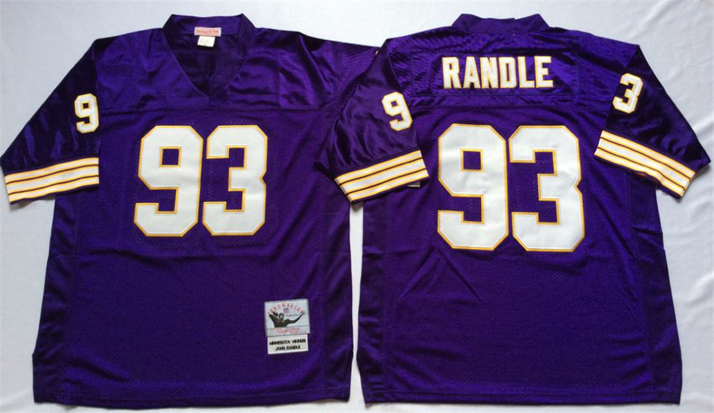 Mens Minnesota Vikings #93 John Randle   Purple Throwback Jersey