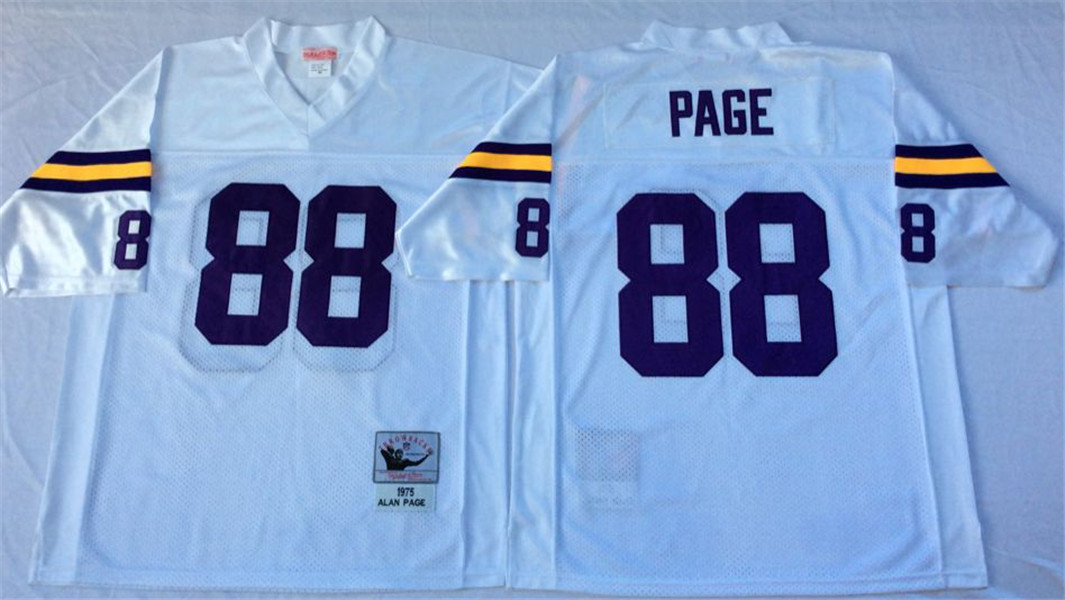 Mens Minnesota Vikings #88 Alan Page White Throwback Jersey