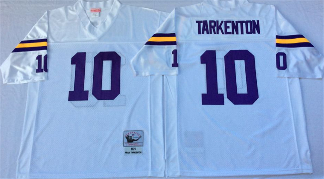 Mens Minnesota Vikings #10 Fran Tarkenton  White Throwback Jersey