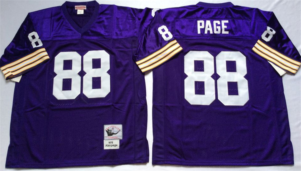 Mens Minnesota Vikings #88 Alan Page  Purple Throwback Jersey