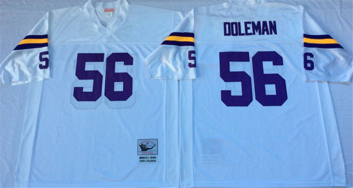 Mens Minnesota Vikings #56 Chris Doleman  White Throwback Jersey